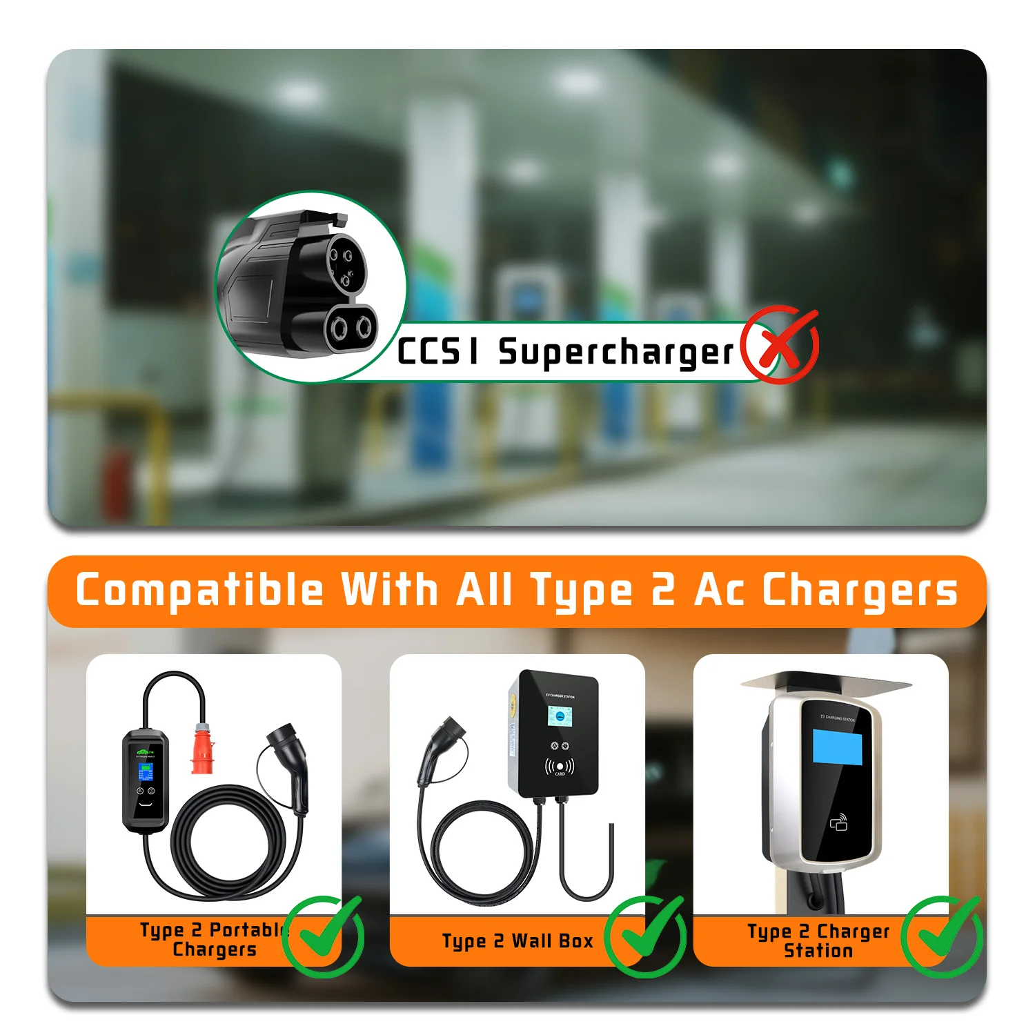 GOODCELL IEC 62196 Type 2 naar Type 1 J1772 32A EV-adapter - Snelle en betrouwbare oplaadconverter voor elektrische voertuigen