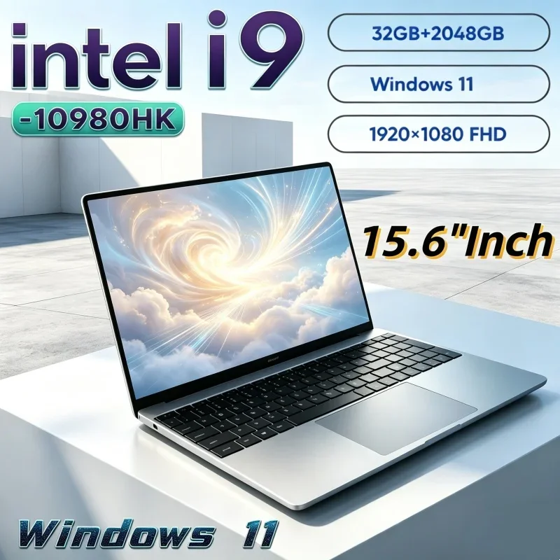 15.6 Inch Resilient Laptop Intel Core I9‑10980HK 16GB RAM 1TB/2TB SSD Fingerprint Unlock Windows 11 Gaming Notebook