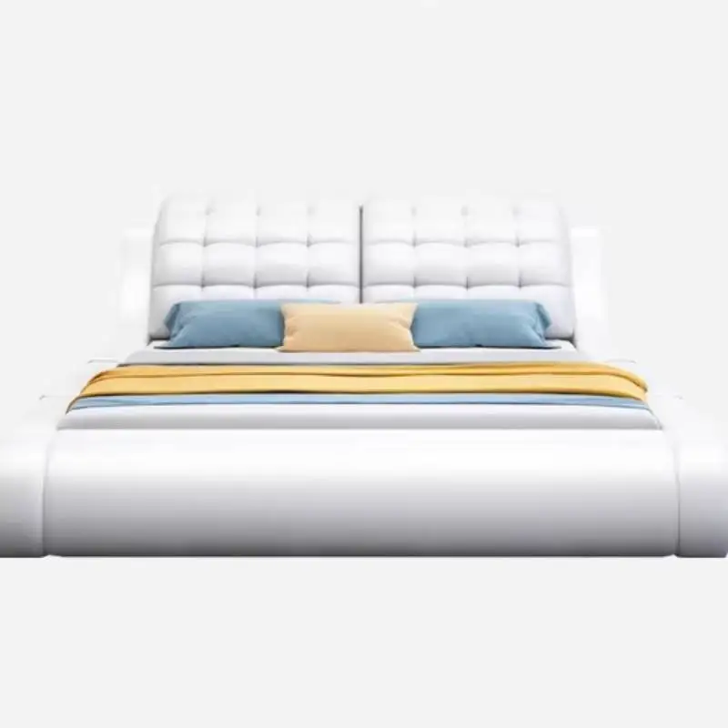 Beige Luxury Cute Set Bed Frame Grounded Modern Double Bases Bedroom Bed Household Style Solid Cama De Casal Bedroom Furniture