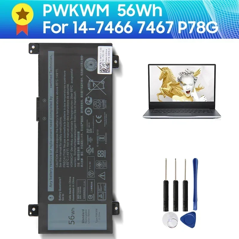 

Replacement Battery PWKWM For Dell Inspiron14-7466 7467 7000 P78G 7467-D1545B/R D1745B/R 15.2V 56wh