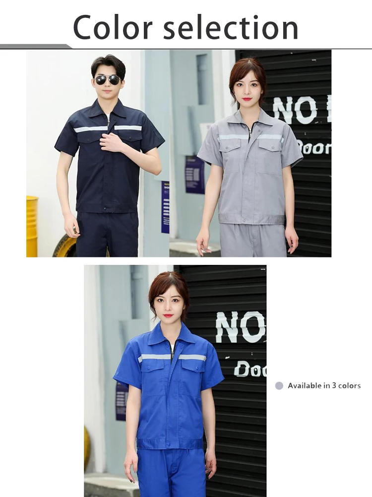 Conjunto de uniforme de trabajo de verano Unisex, camisa ligera de manga corta, pantalones, mono, resistencia a la abrasión y manchas para tiendas de reparación de automóviles