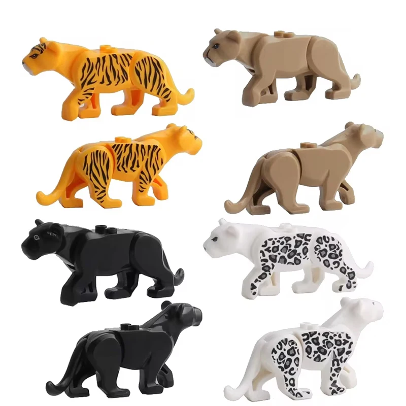 MOC Farm Zoo Animal Building Blocks Crocodile Shark Dolphin Chimpanzee Cow Leopard Educational Game Accessories Bricks Kids Toys