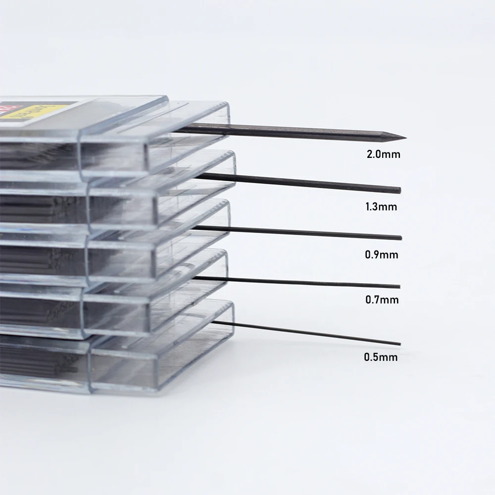 0,5 0,7 0,9 1,3 2,0mm Großvolumige Schwarze Automatische Bleistiftmine für Skizzieren, Malen und Schreiben, Schreibwaren, Glatt Schreibend – Detail 3