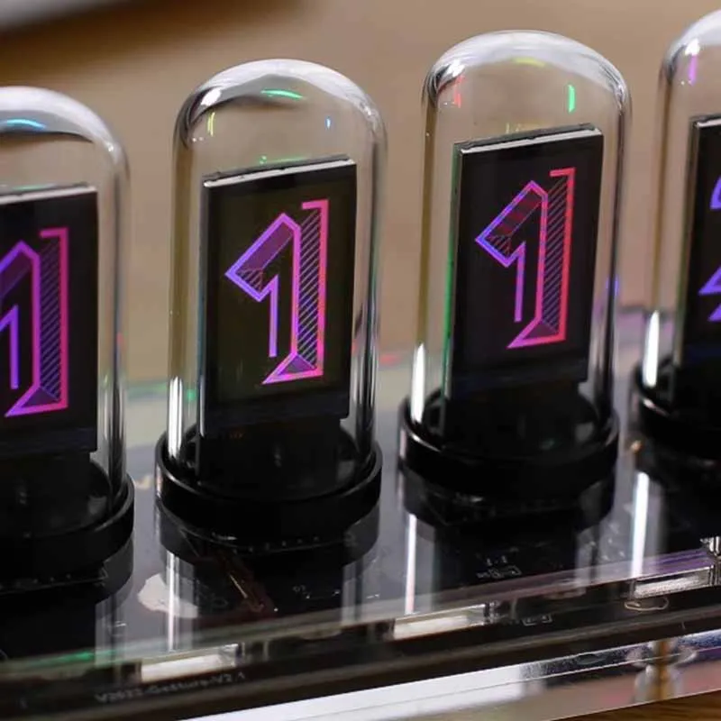 Computer Desktop Decoration with RGB Digital Table Clock Pseudo Nixie Tube Desk Clock Creative Backlight Home Decor Accessories