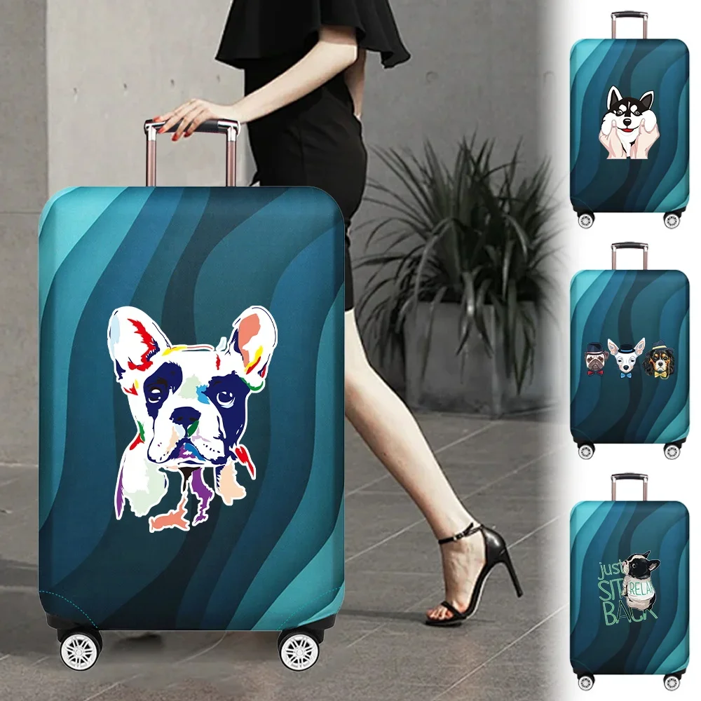 Travel Luggage Cover Suitcase Protective Cover Printing Cute Dog Series Dust-Proof  Elastic Fabric for 18-32inch Baggage Case