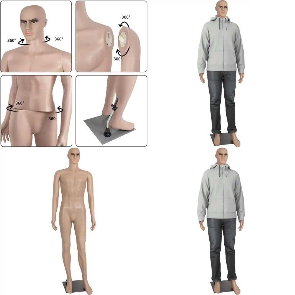 

Full Body Adjustable Male Mannequin with Metal Base, 73 Inches Tall