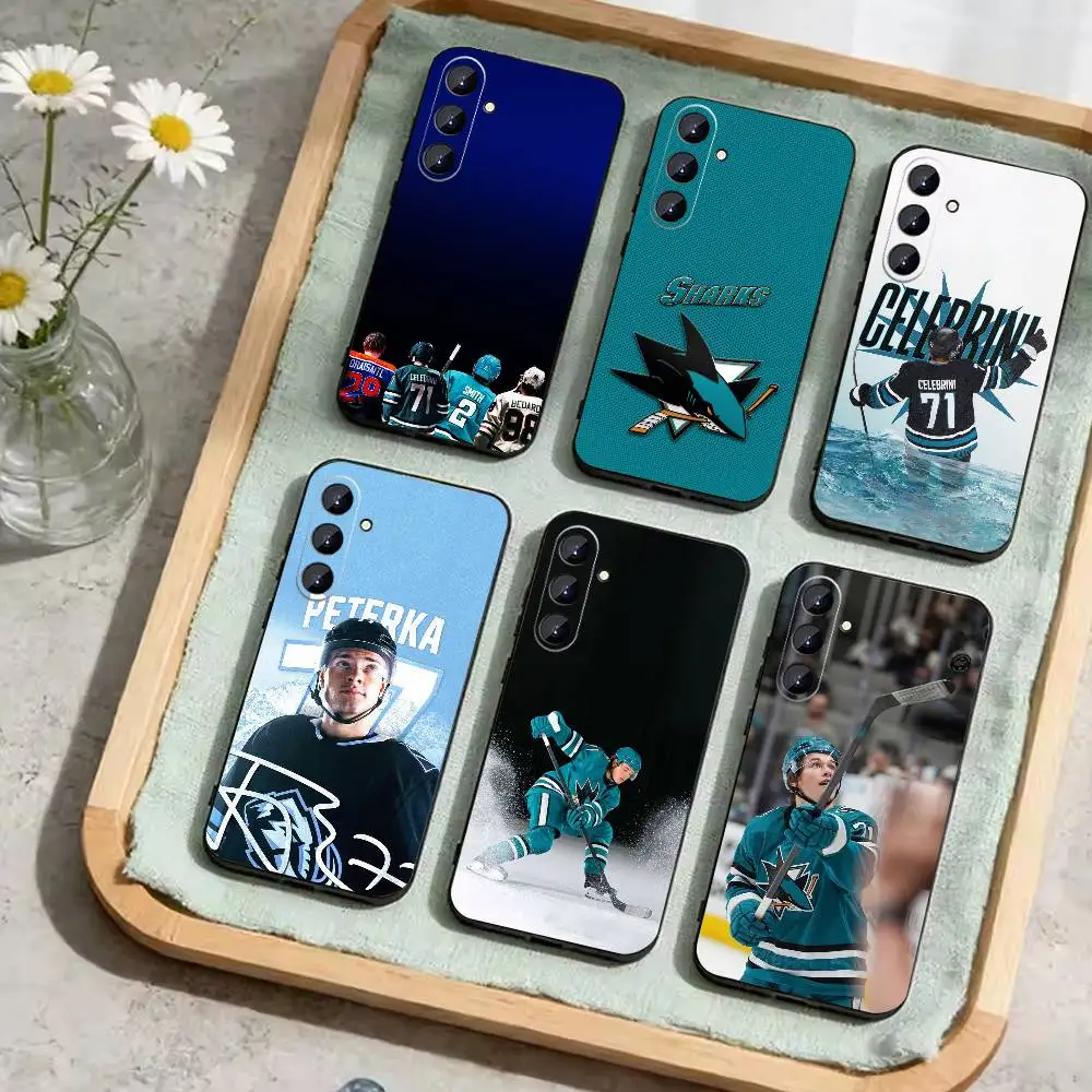 

Macklin Celebrini San Jose Sharks Phone Case For Samsung Galaxy A73,A21s,A22,A31,A52,A53,A71,A41Soft Black Shell