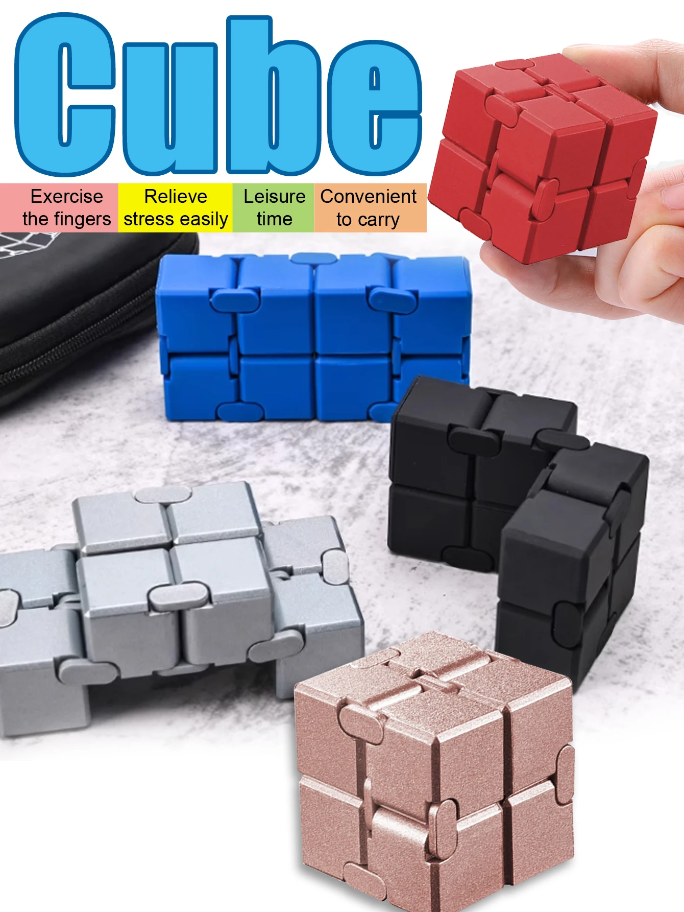 Brinquedos de dedo Fidget - Infinity Cube Prime para alívio do estresse e ansiedade, presentes sensoriais ultra duráveis para adultos e adolescentes
