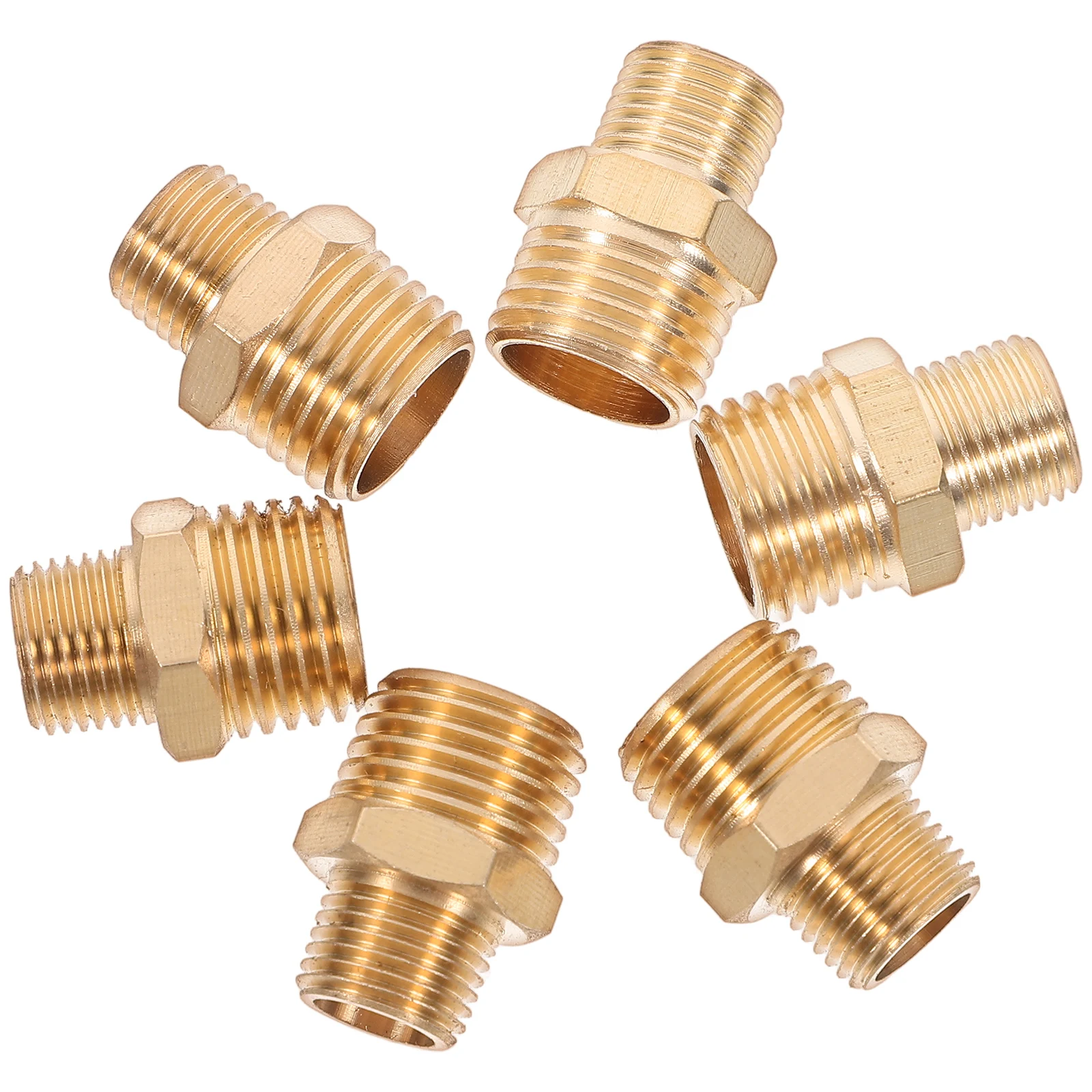 

6pcs Copper Joint Adapter 1/8-1/4 Thread Conversion Fittings Hose Pipe Water Plumbing Straight Connectors Durable Metal Material
