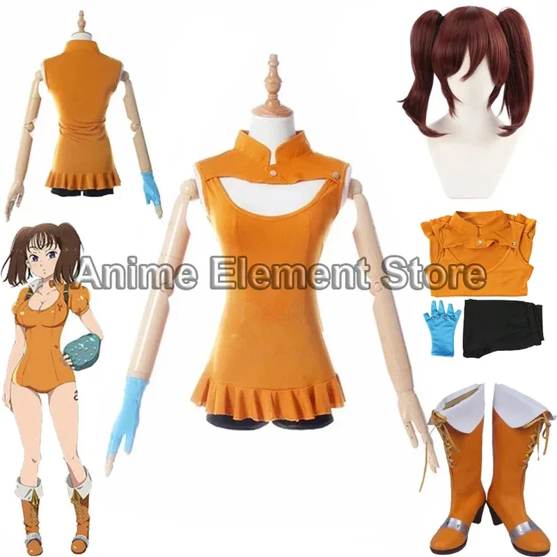 25COSThe Seven Deadly Sins Imashime No Fukkatsu Diane Serpent 'S Sin of Envy Women Top Set Lengkap Wig Kostum Pesta Halloween Pa
