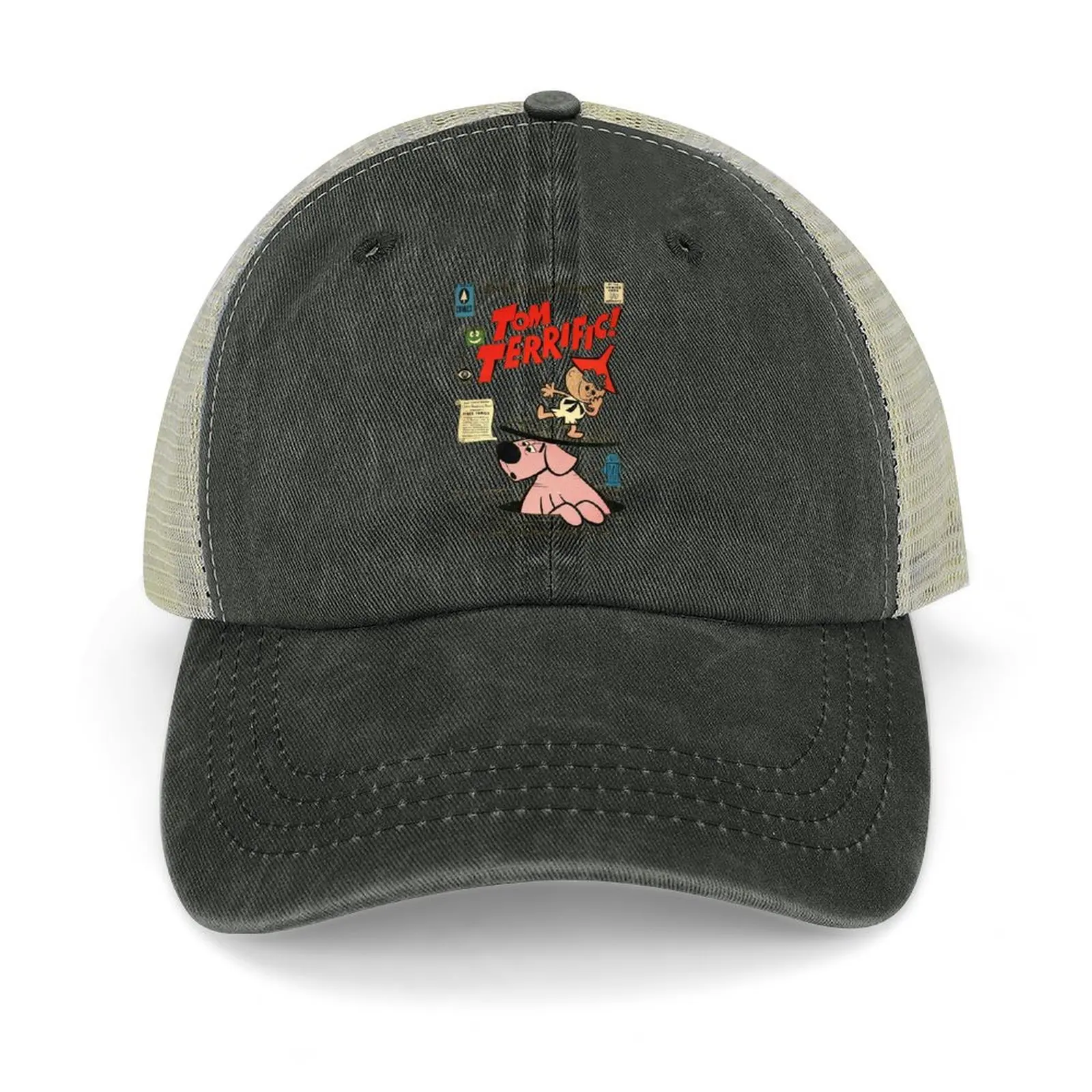 

Tom Terrific with Mighty Manfred the Wonder Dog Baseball Cap Trucker Hat Luxury Cap Trucker Hats For Men Women's