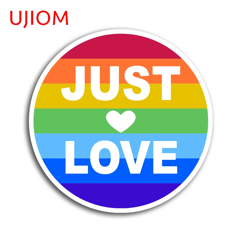 UJIOM Title Love Is Love Gay Flag Rainbow Wall Sticker Eye Catching Sunscreen Boardroom Decal Hot Selling Windows Trunk Decor