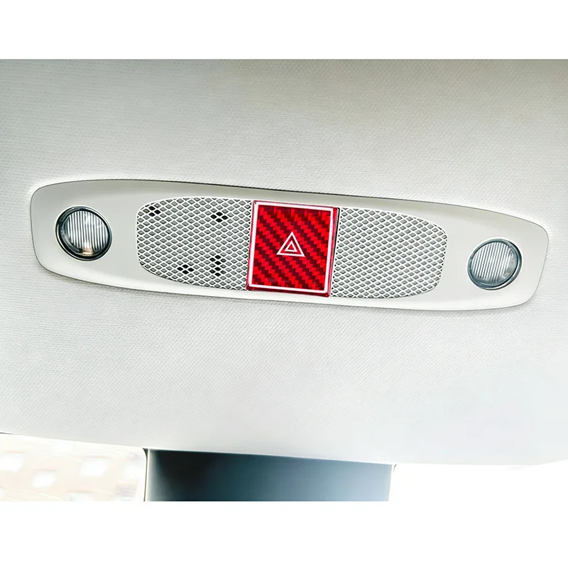 Hazard Light Button Sticker for Tesla Model 3 Y Highland Juniper Carbon Fiber Emergency Flasher Switch Cover Interior Trim