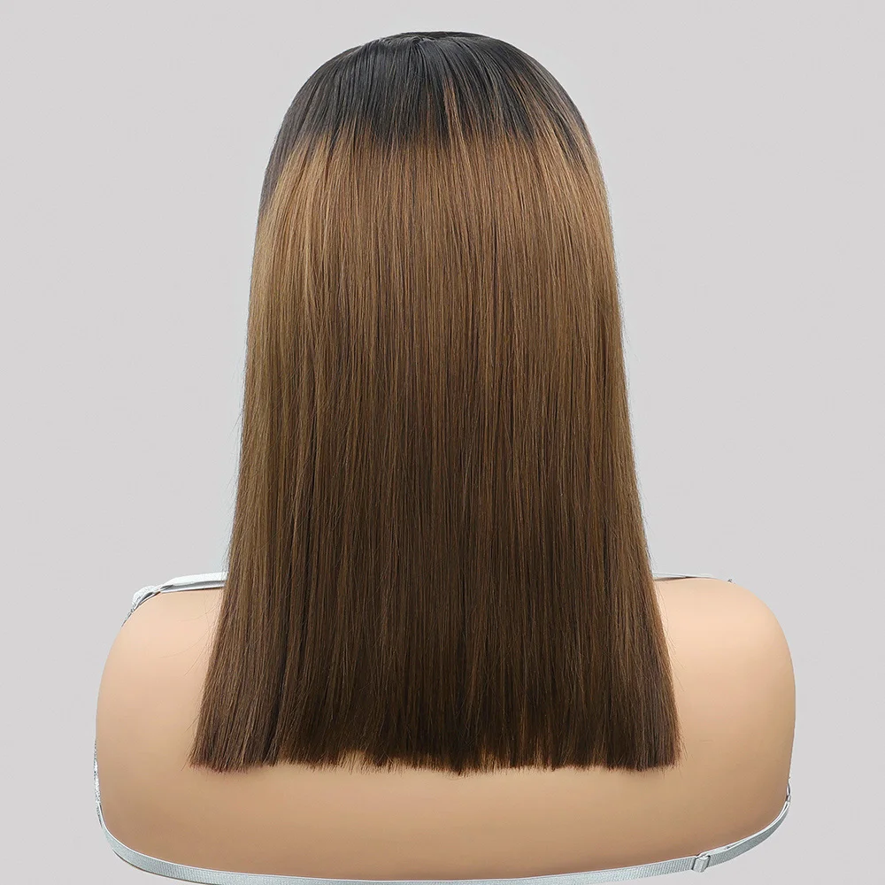 

1BT30 Colored Bone Straight Short Bob 5x5 Lace Frontal 100% Human Hair Wigs With Drawstring Glueless Brown Lace Front Wigs