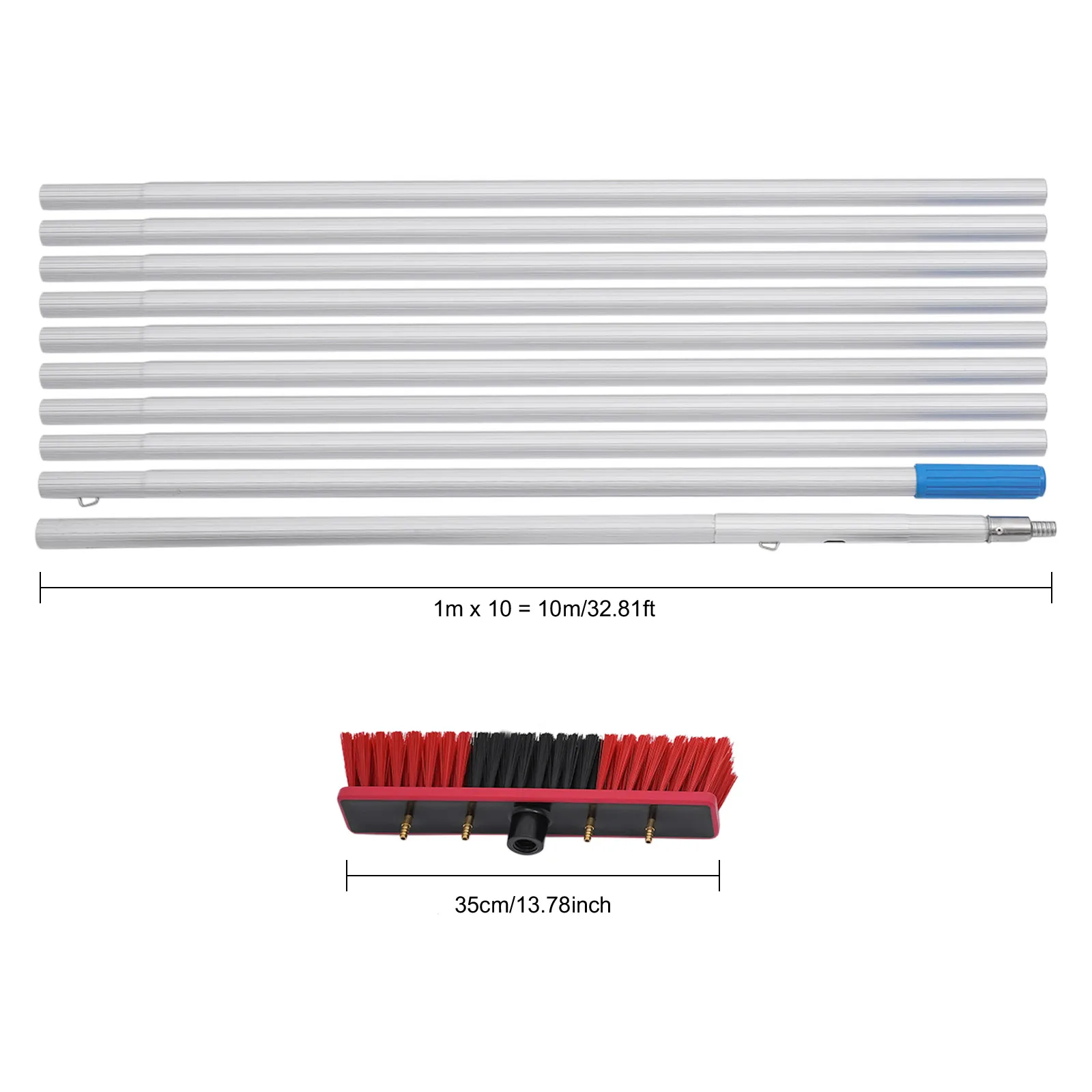 

10m/32.81ft Cleaning Brush& Pole Cleaning Kit for Solar Panel, Solar Panel and Outdoor Window Cleaning Kit