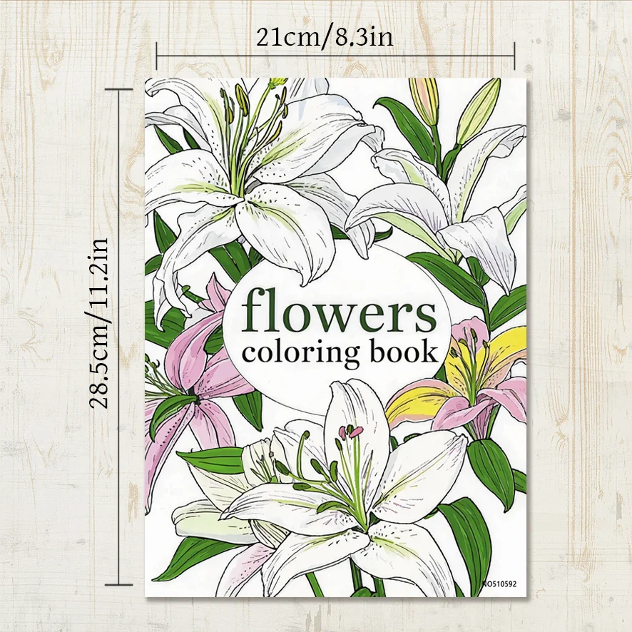 Adult Flower Coloring Book - 8.3x11.2 inch stress relief coloring book 22 art therapy illustrations to relieve anxiety and stimu