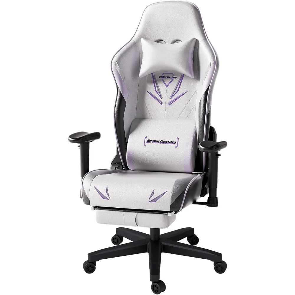 

Gaming Chair with Ergonomic Wingless Cushion PU Leather Racing Style PC Chair with Footrest and Lumbar Support Pillow