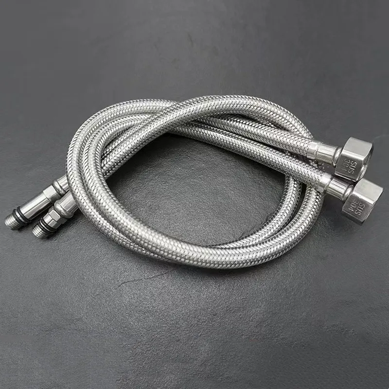 Kitchen Bathroom Hose Stainless Steel Flexible Plumbing Pipes 2 Piece G1/2 G3/8 G9/16 Cold Hot Kitchen Faucet Supply Pipe Hose