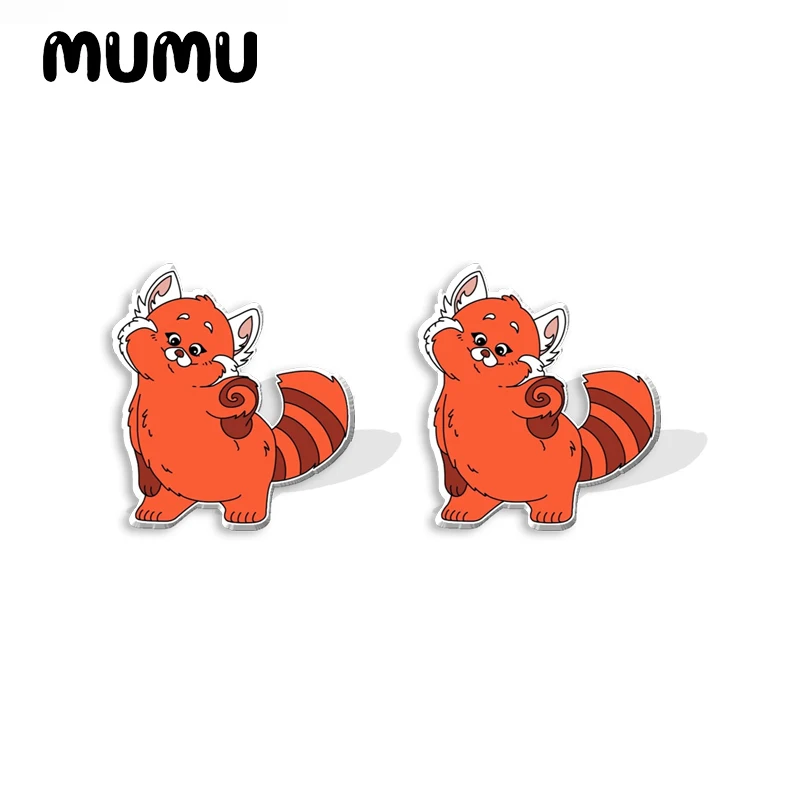 2024 New Turning Red Panda Stud Earring Abby and Tyler Epoxy Jewelry Resin Acrylic Earrings Handmade Gifts Fans