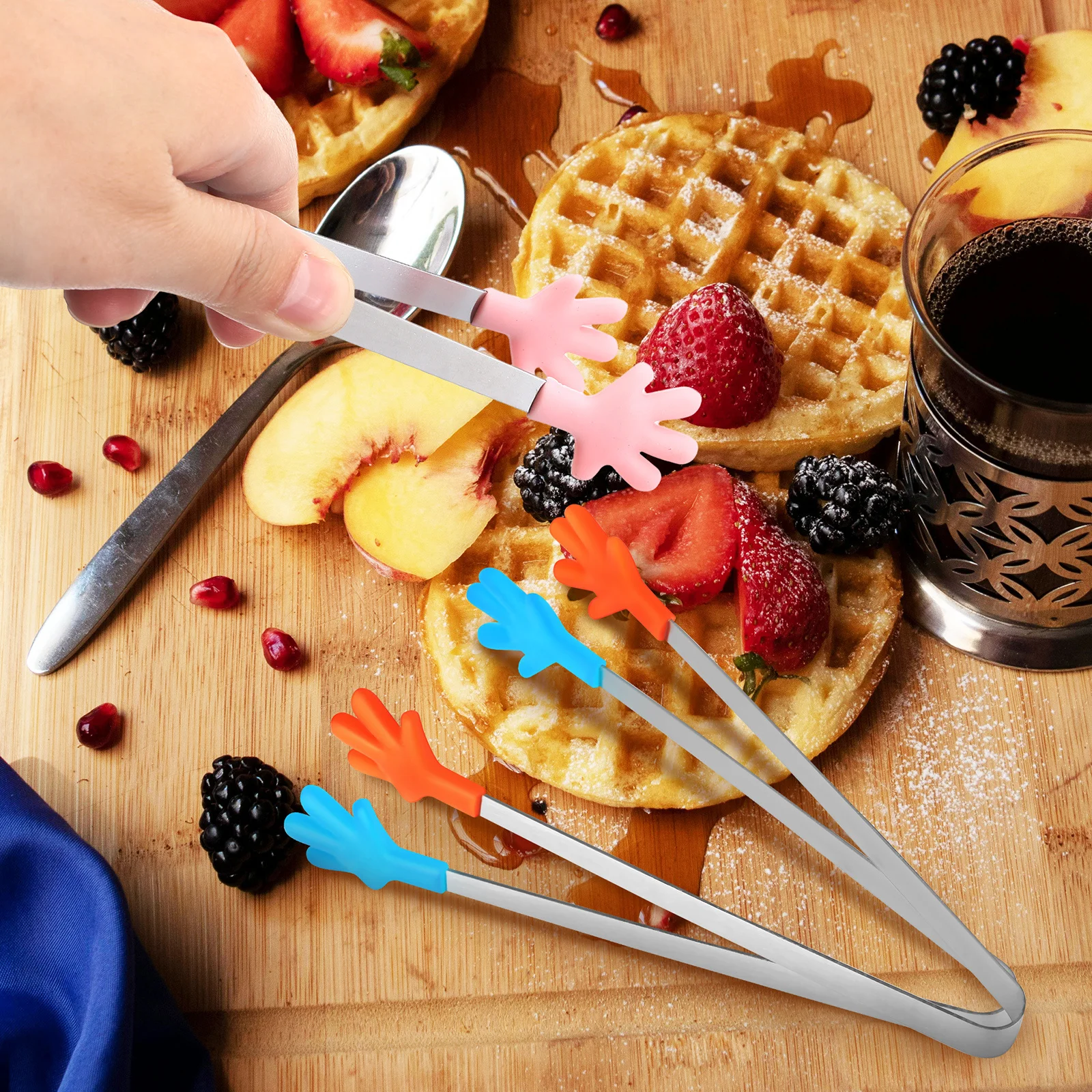 

8Pcs Small Tongs Serving Tongs 304 Stainless Steel Food Clamps for Buffet Restaurant Picnic Travel Kitchen Utensils Set