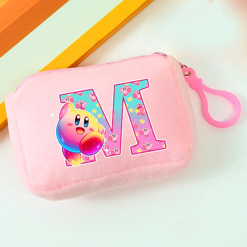 

Кошелек для монет с изображением Кирби, с принтом инициалов, портативный розовый кошелек для девочек, мультяшные сумки для хранения карт, подарочный брелок для ключей, аксессуары