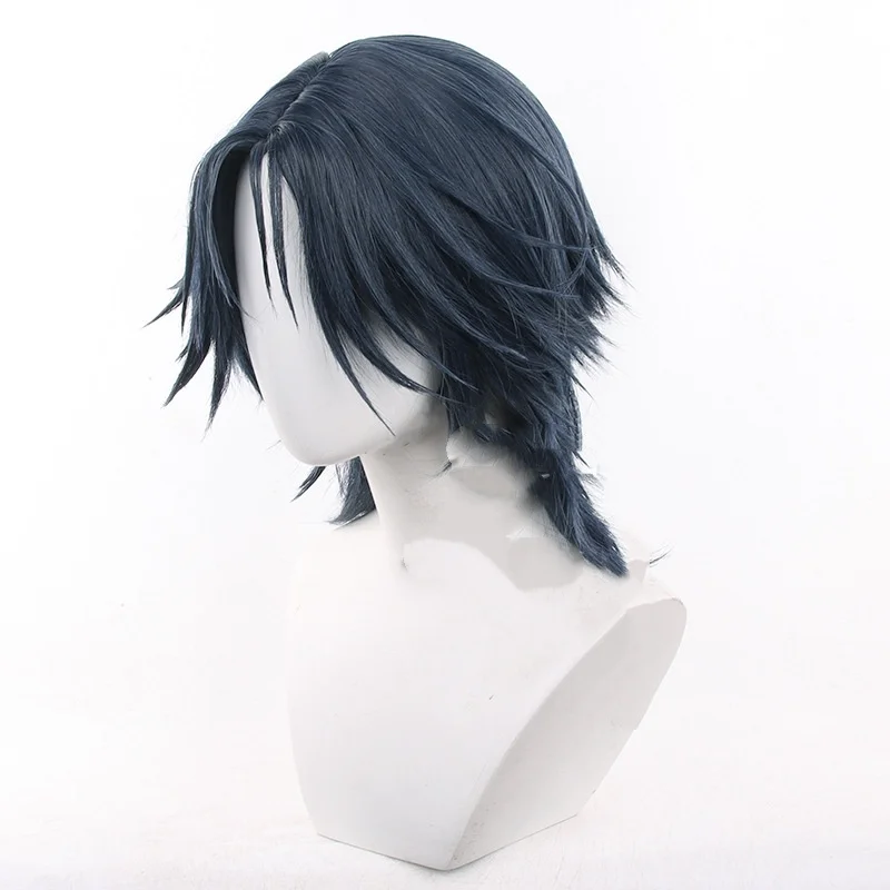 JAE LEE ウィッグリンククリック S3 新しい役割コスプレ X Cos 小道具 ダークブルー ネイビー ショートヘア 男性 ハロウィンパーティー ステージコスチューム + ウィッグキャップ