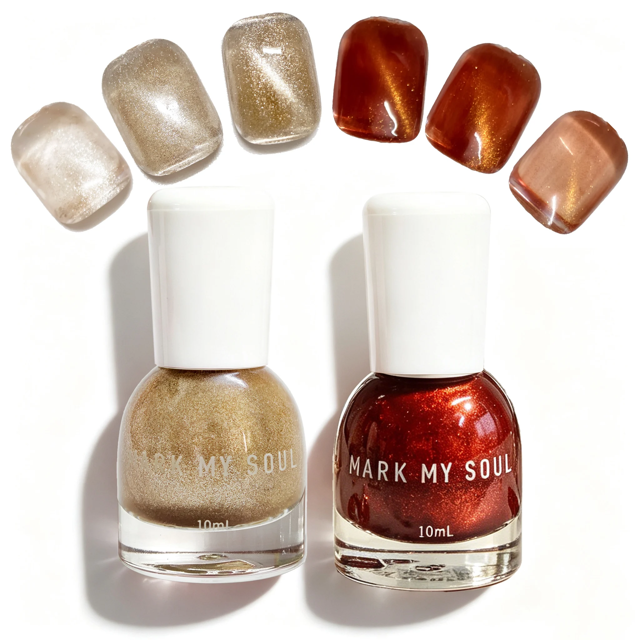 2Pcs Total 20ml MARK MY SOUL No UV Lamp Cat Eye Nail PolishDry Non-Peelable Supplies