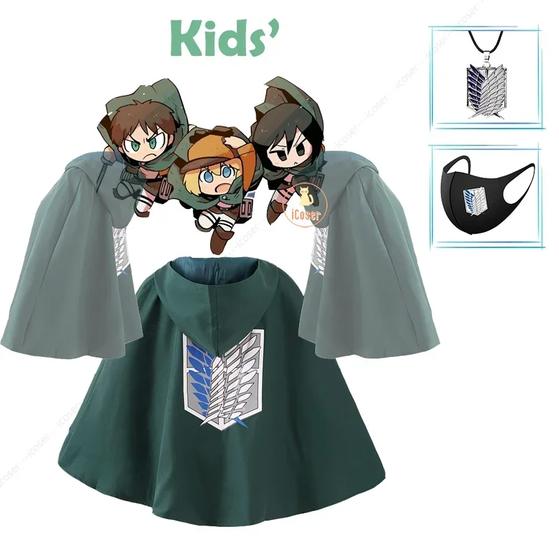 Anime Aot-Layer Cosplay for Children Shingeki No Kyojin Attack on Titan Mikasa Levi Ackerman Eren Hange Jared Armin