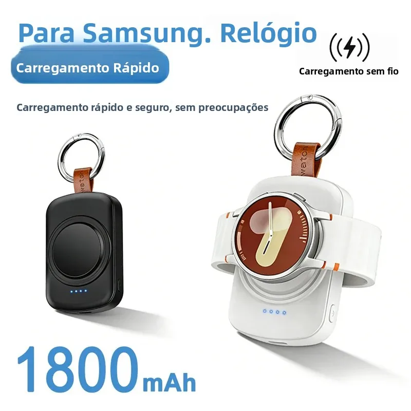 Carregador Magnético Portátil Sem Fio de 1800mAh para Samsung Galaxy Watch 8/7 Classic 5/4 Pro/3 Active, Carregamento Rápido USB Tipo C