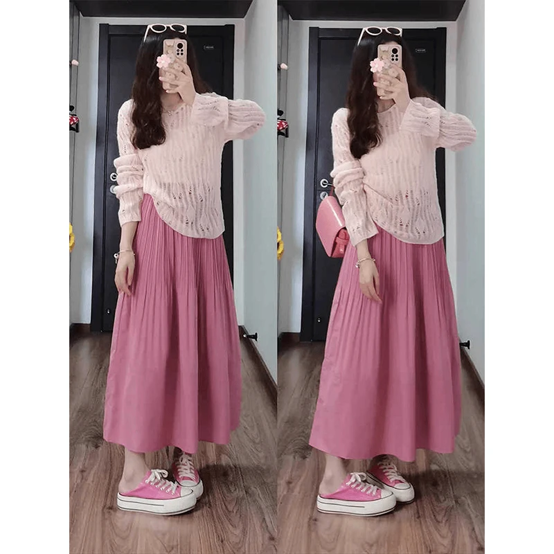 Top ampio scavato lavorato a maglia Faion all'inizio della primavera con gonna dimagrante Set da due pezzi Ensemble di abbigliamento alla moda da donna