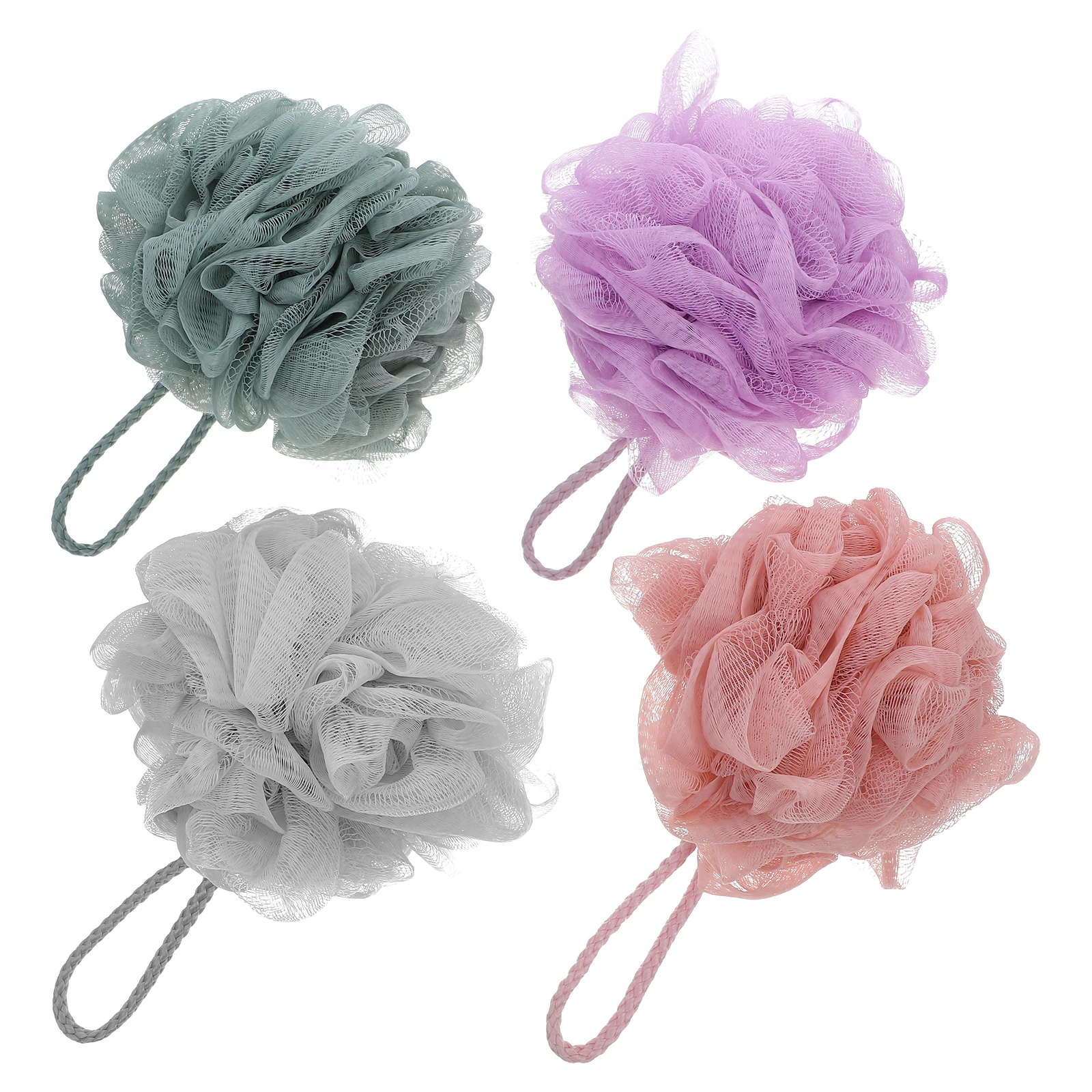 

4 Pcs Bath Ball Flower Loofah Shower Polyester Bathtub Accessories Travel Scrubber