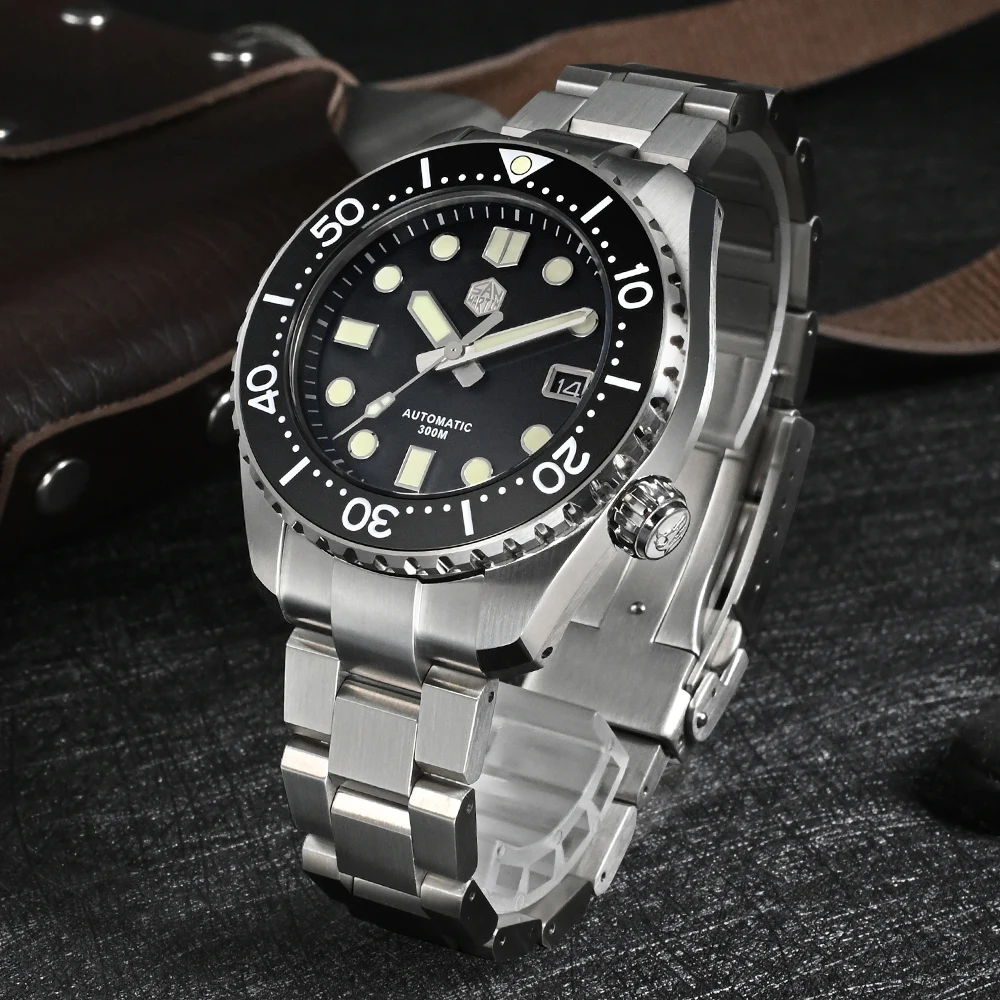 San Martin Mannen Dive Horloge Mm300 Nh35 Luxe Zakelijke Automatische Mechanische Horloges Saffier Datum C3 Super Lichtgevende 30bar Reloj