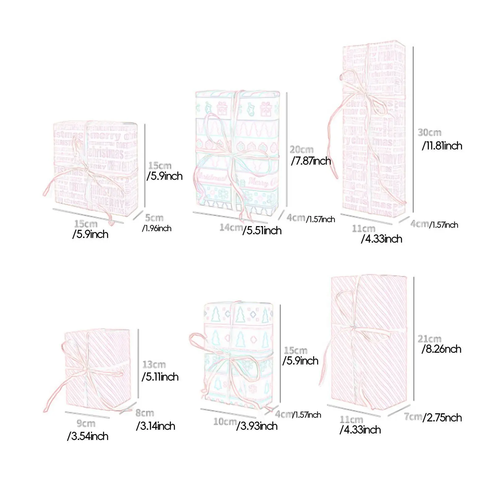 6 pçs caixas de presente de natal decorações decorativas caixas de presente de natal caixas de presente de natal para férias internas escritório casa quarto