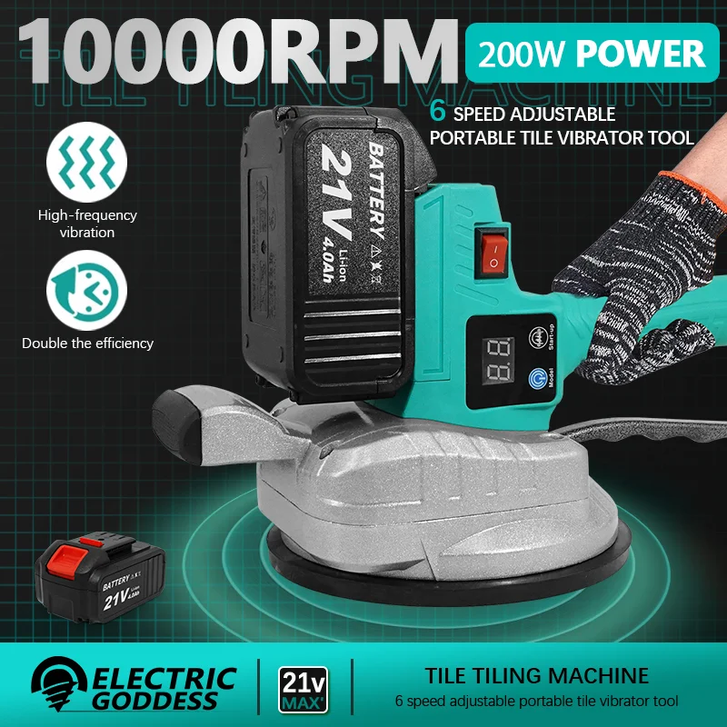 Electric Goddess Cordless Tile Laying Machine 6-speed Tile Vibration Leveling Machine Floor Vibration Shaker Electric Tool Set