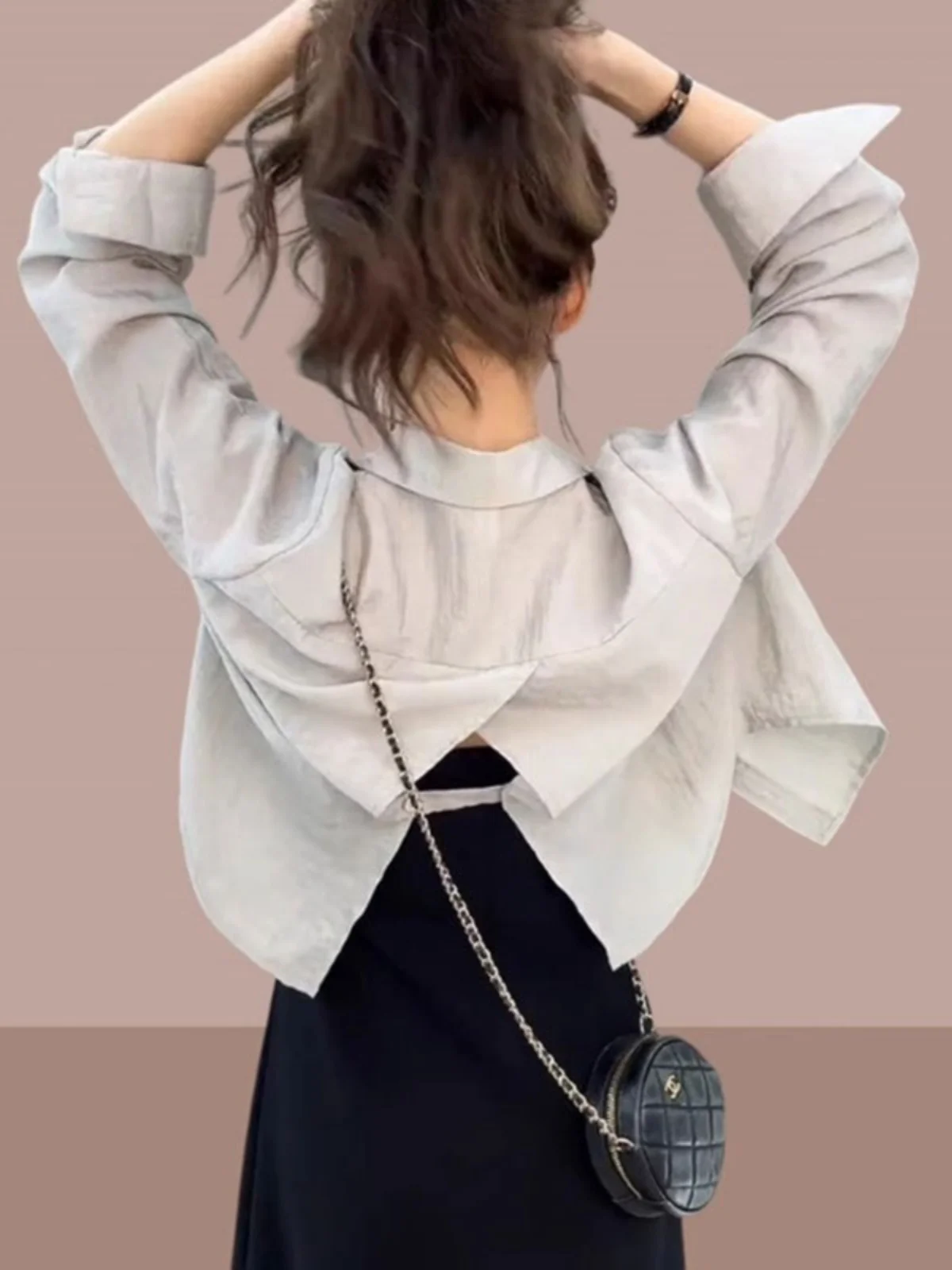 

Солнцезащитный шелковый кардиган, женская рубашка с юбкой на бретелях, летний топ из ледяного шелка и тюля в корейском стиле для повседневной носки