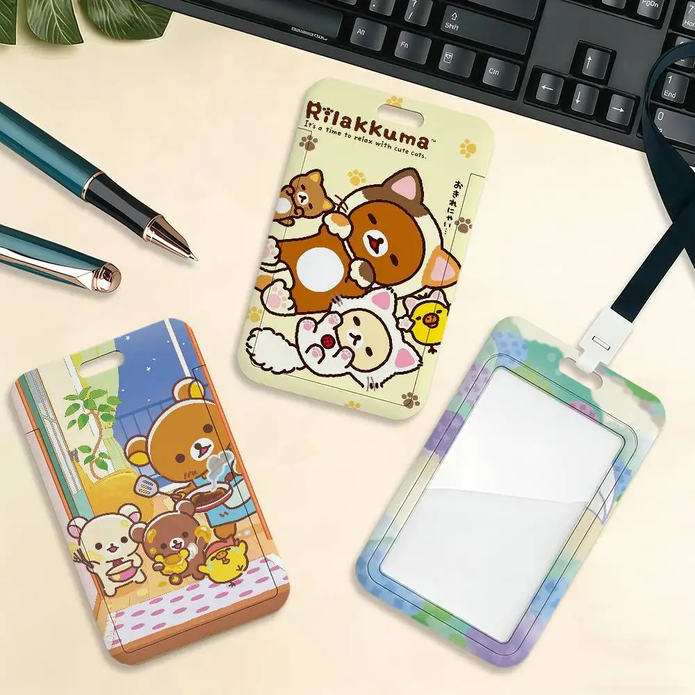 Cartoon R-Rilak-kumaS Card Holder Cardcase Bank Credit Student ID Subway Work Permit Badge Holder Door Card