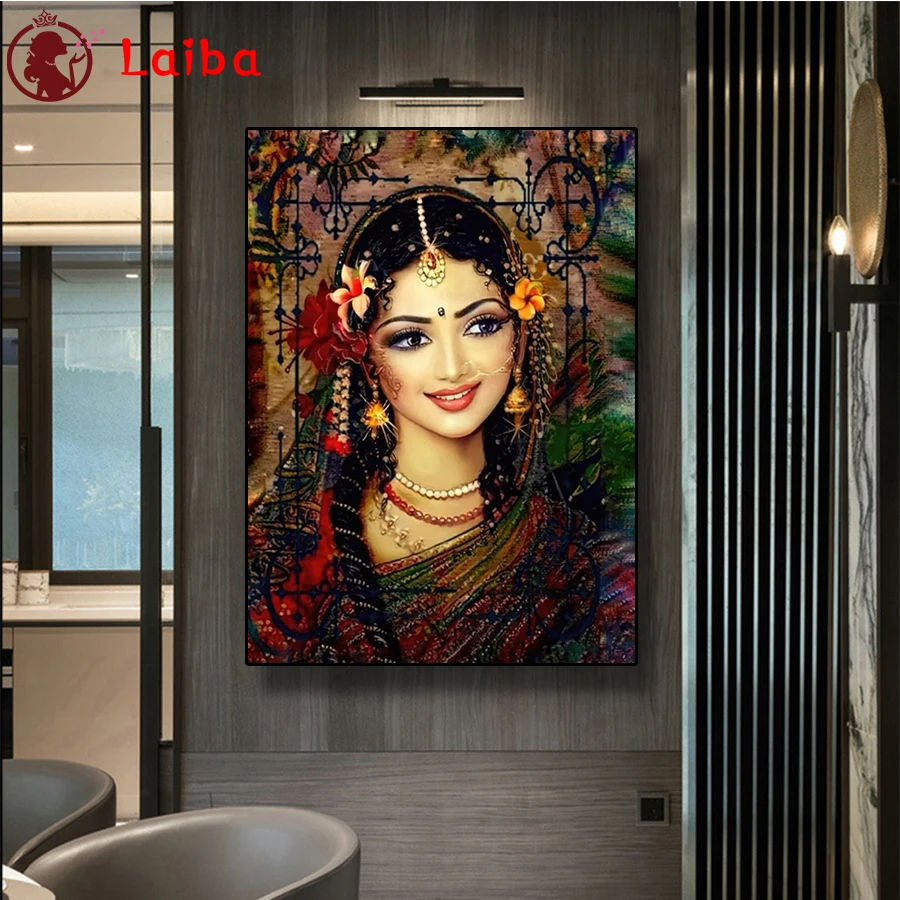 

DIY Diamond Painting Beautiful Indian classical woman Rhinestone Diamond Mosaic Full Drill Square Cross Stitch Handmade Hobby