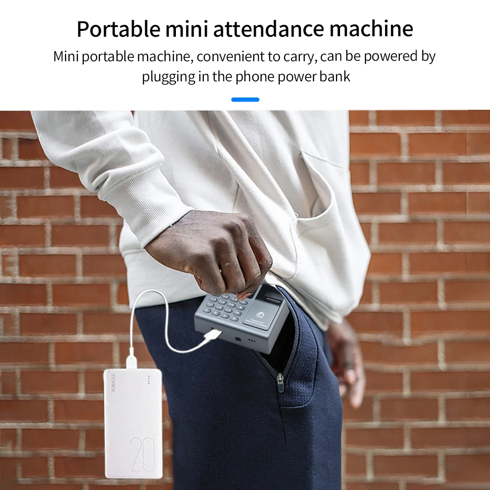 Mini Portable Fingerprint Time Attendance Absence Machine 1000 Users RFID Access Control Office Fingerprint/Card/Password Unlock