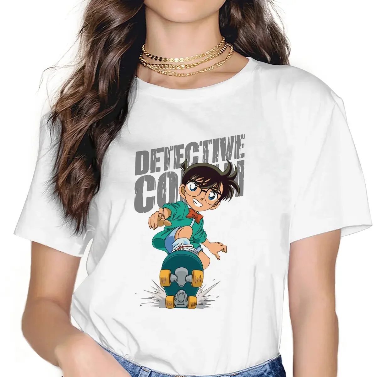 Anime Detective Conan Skateboard Tshirt Graphic Girl Tops Vintage Fashion Summer Clothes Fibre Harajuku T Shirt