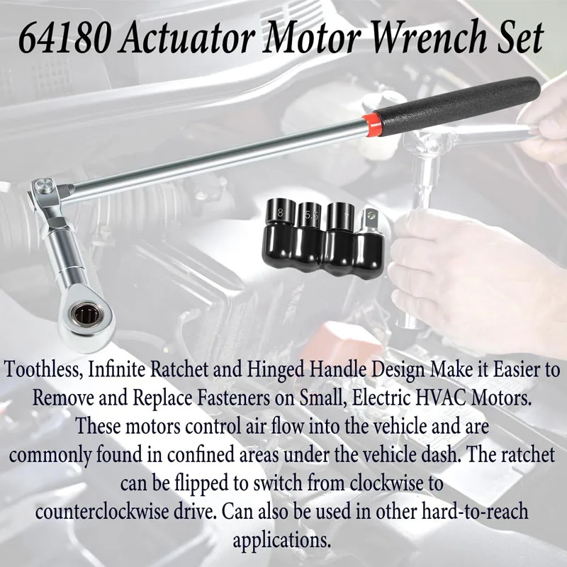 64180 Actuator Motor Tool Set Includes 5.5mm 7mm 8mm Socket and 1/4