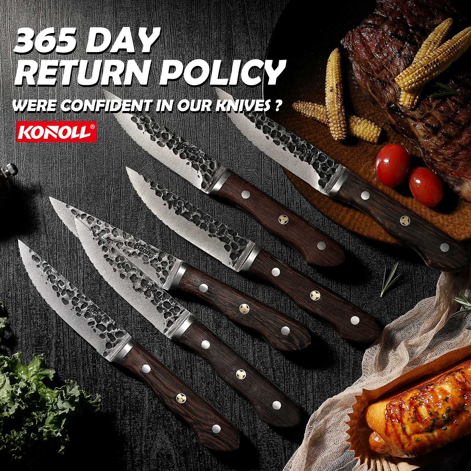 6 PCS Knives Set Steak Barbecue Chef Cleaver Boning Paring Slicing Cheese Serrated Blade 5.2 Inch Kitchen Knives Wenge Handle