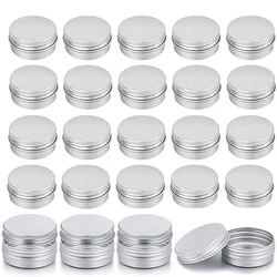 20pcs 5g - 100g Empty Aluminum Tins Cans Silver Metal Round Cans with Screw Lid for Salve Spices Candles Lipstick