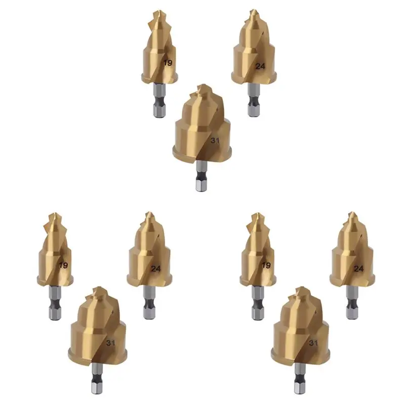 

PORK-9Pcs 20/25/32Mm Step Drill Bit With Limit Swivel Groove PPR Lifting Cone Drill Bits For Water Pipe Reaming