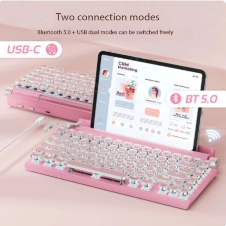 Typewriter Steampunk Wireless Bluetooth Dual Mode Mechanical Keyboard Computer Tablet