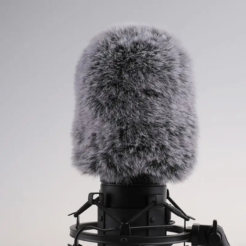 T3LC Outdoor Microphone Windscreen Artificial Fur Cover Muff Windshield Muff Wind Replacement For AT2020 Condenser Microphone