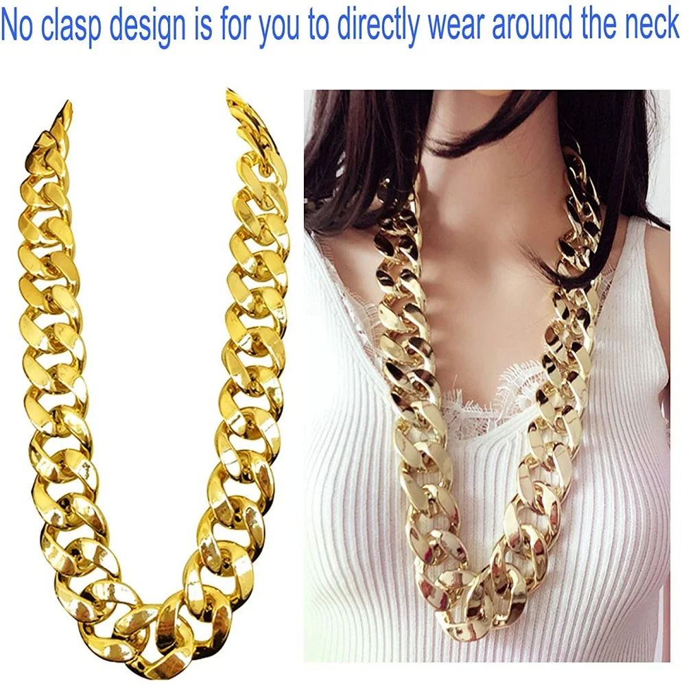 CCB كبير الكوبية ربط سلسلة قلادة الرجال النساء مبالغ فيها الثقيلة سميكة مجوهرات الذهب اللون عرض 35 مللي متر