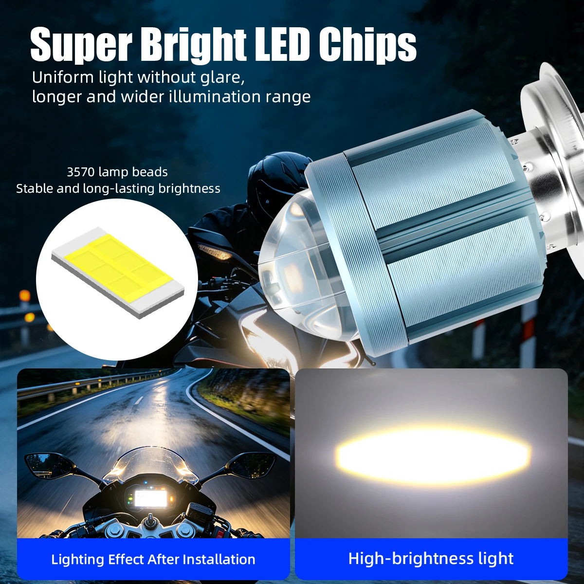 1pc H4 LED Motorcycle Headligh - Yellow Food Snacks 评论和价格