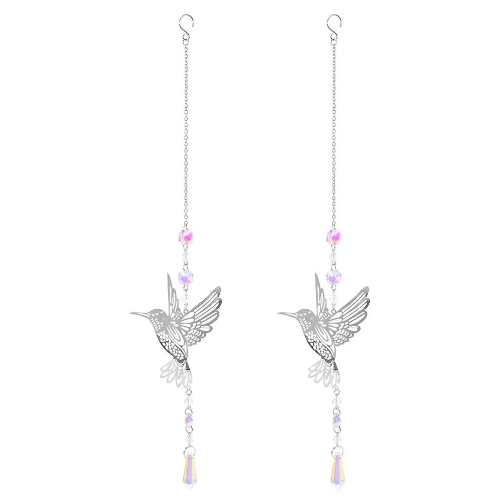 

2Pcs Sun Catcher Hanging Decor Crystal Hummingbird Ornament for Window Garden Bedroom Office Light Catchers Indoor Decorative