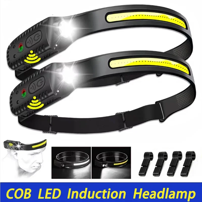 XPE+COB Induction Headlamp USB Rechargeable lamp LED Sensor Flashlight Torch Camping Waterproof Headlight for Fishing Lantern