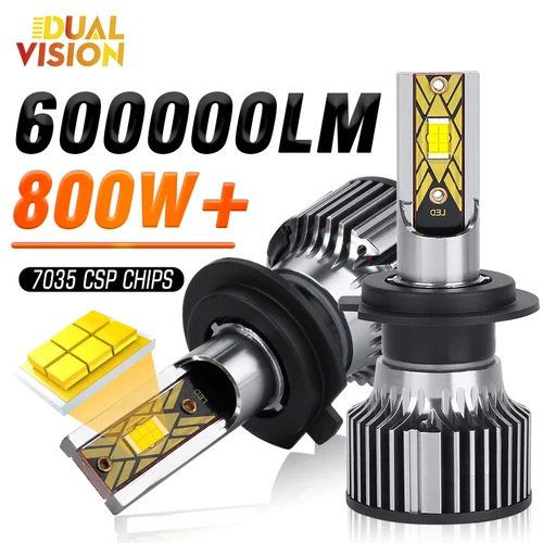 800W Turbo H7 H4 H3 LED CANBUS 880 9005 9006 HB3 HB4 H8 H9 H11 Bombillas de faros de coche 600000 LM Auto Lamp 6000K LED para automóvil con ventilador